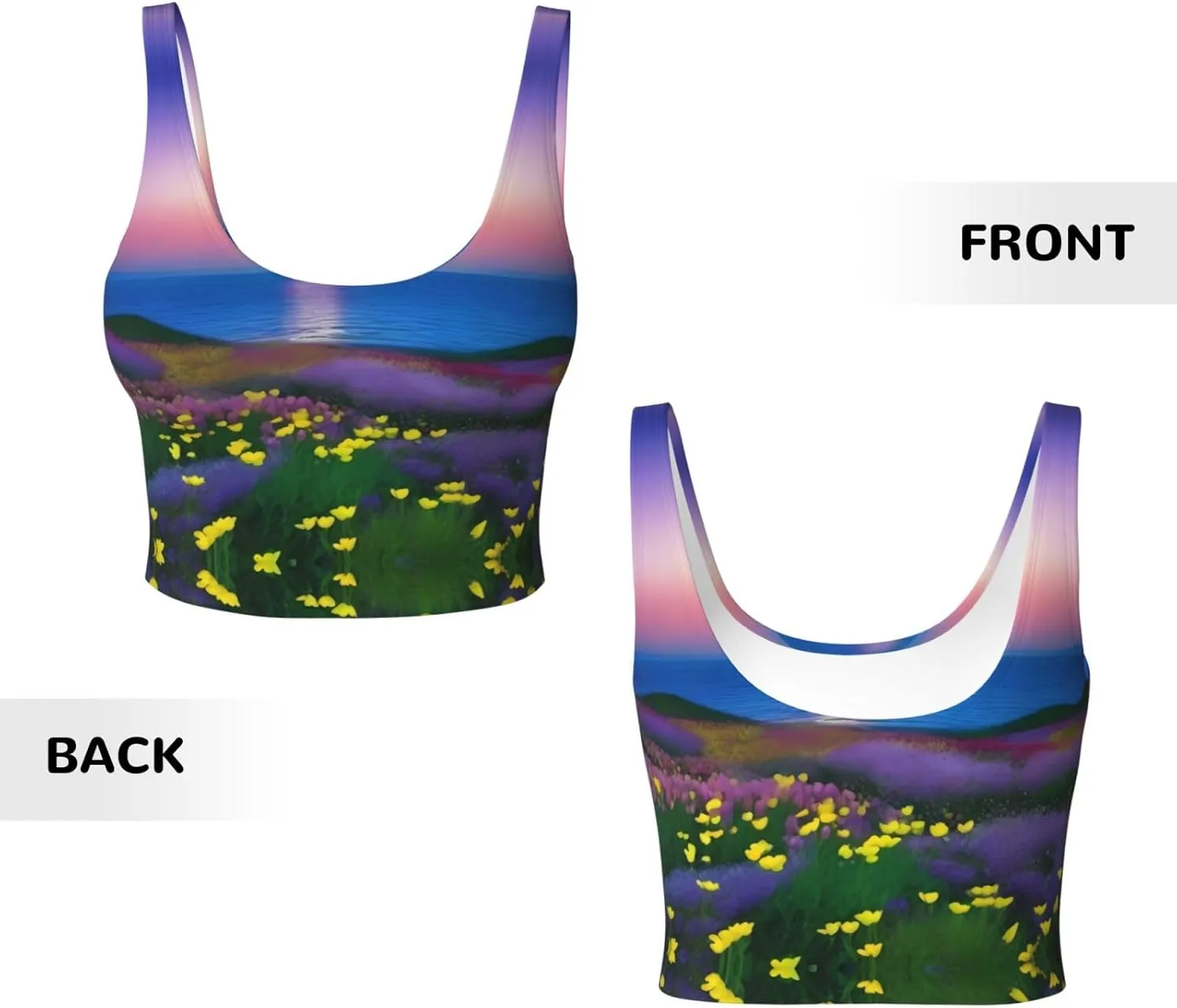 Moonrise Flower Sea Women's Sexy Sports Vest Sleeveless Athletic Gym T-Shirts Vest U-Shaped Back Quick Dry Top