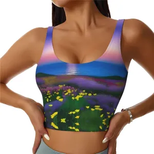 Moonrise Flower Sea Women's Sexy Sports Vest Sleeveless Athletic Gym T-Shirts Vest U-Shaped Back Quick Dry Top