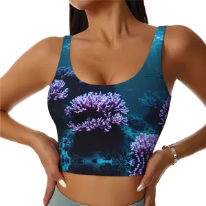 Mysterious Underwater Women's Sexy Sports Vest Sleeveless Athletic Gym T-Shirts Vest U-Shaped Back Quick Dry Top