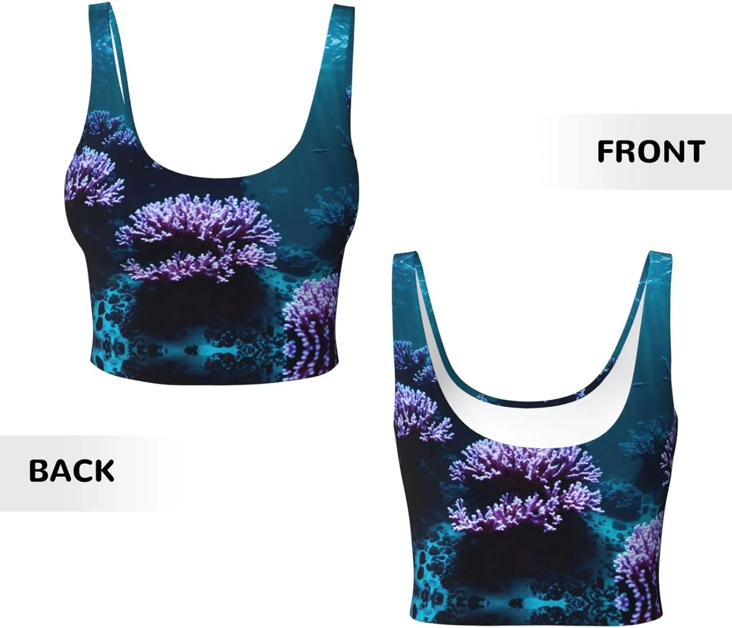 Mysterious Underwater Women's Sexy Sports Vest Sleeveless Athletic Gym T-Shirts Vest U-Shaped Back Quick Dry Top