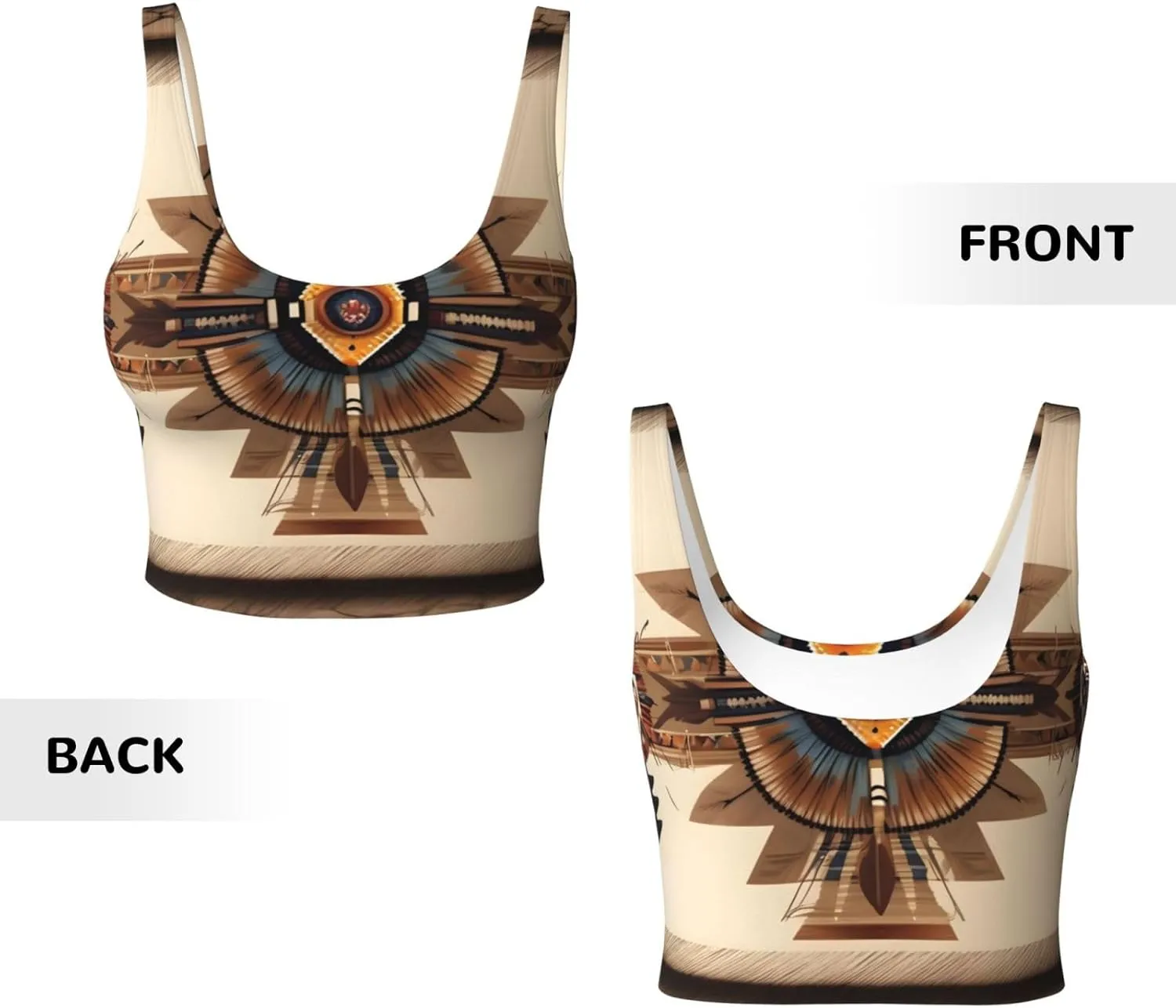 Native American Painting Women's Sexy Sports Vest Sleeveless Athletic Gym T-Shirts Vest U-Shaped Back Quick Dry Top