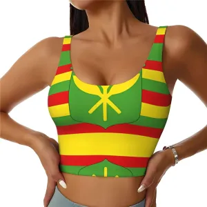 Native Hawaiian Flag Women's Sexy Sports Vest Sleeveless Athletic Gym T-Shirts Vest U-Shaped Back Quick Dry Top