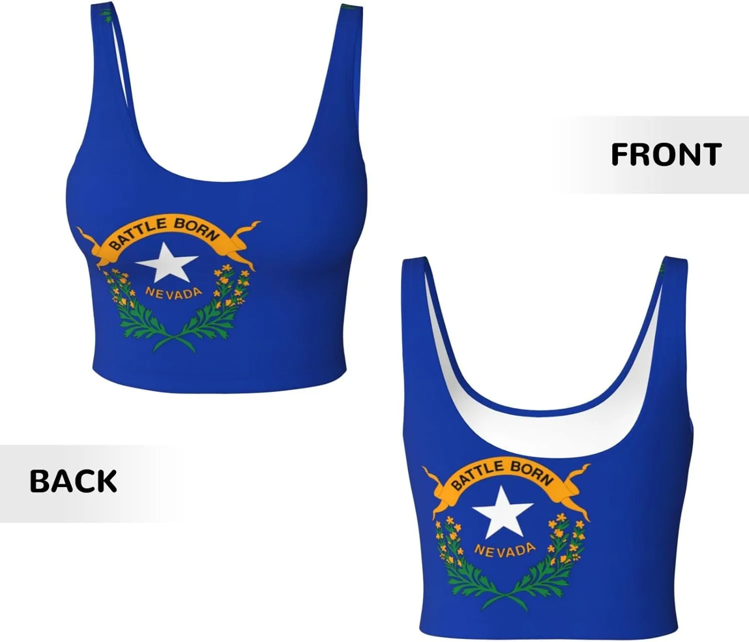 Nevada State Flag Women's Sexy Sports Vest Sleeveless Athletic Gym T-Shirts Vest U-Shaped Back Quick Dry Top