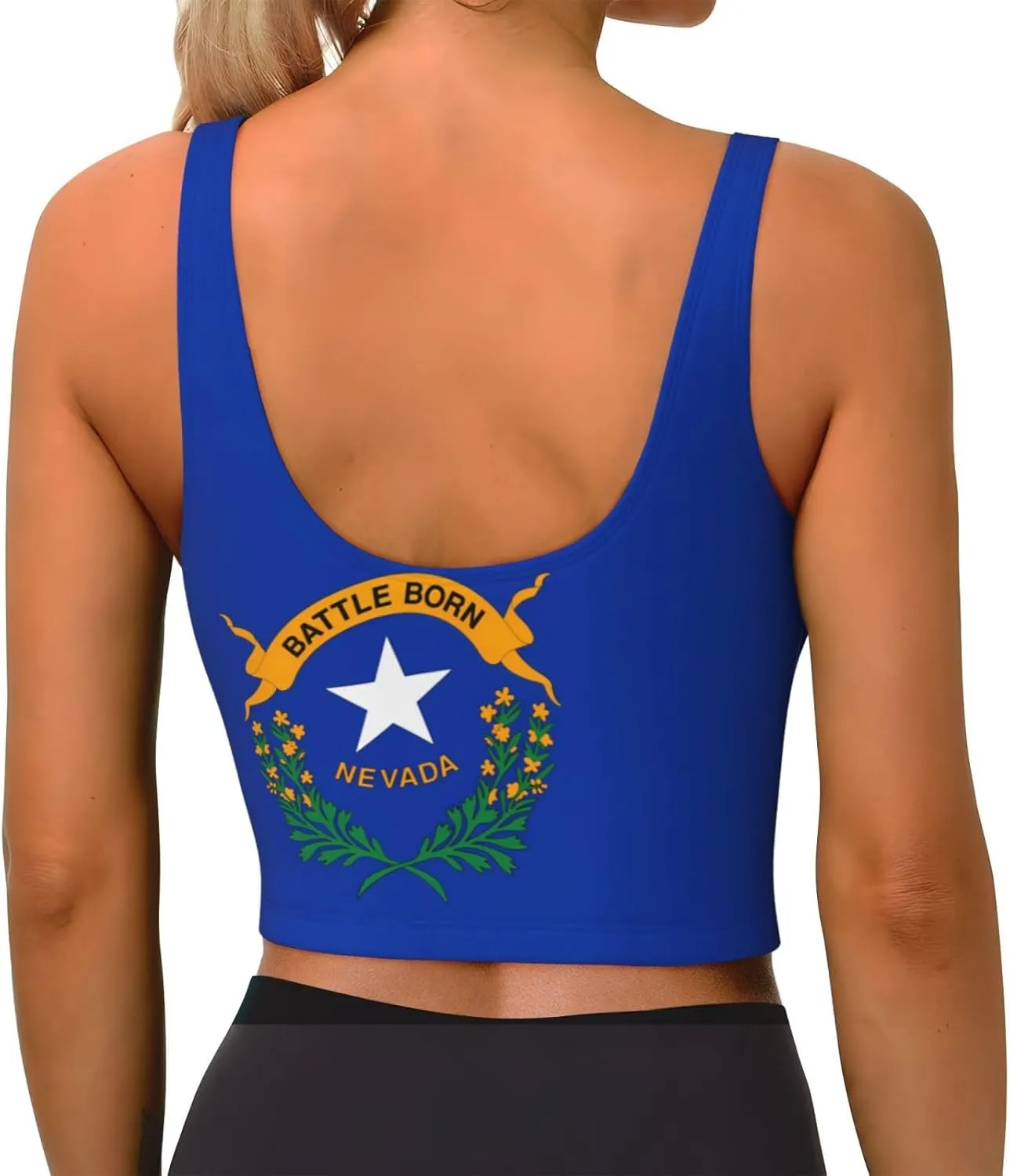 Nevada State Flag Women's Sexy Sports Vest Sleeveless Athletic Gym T-Shirts Vest U-Shaped Back Quick Dry Top