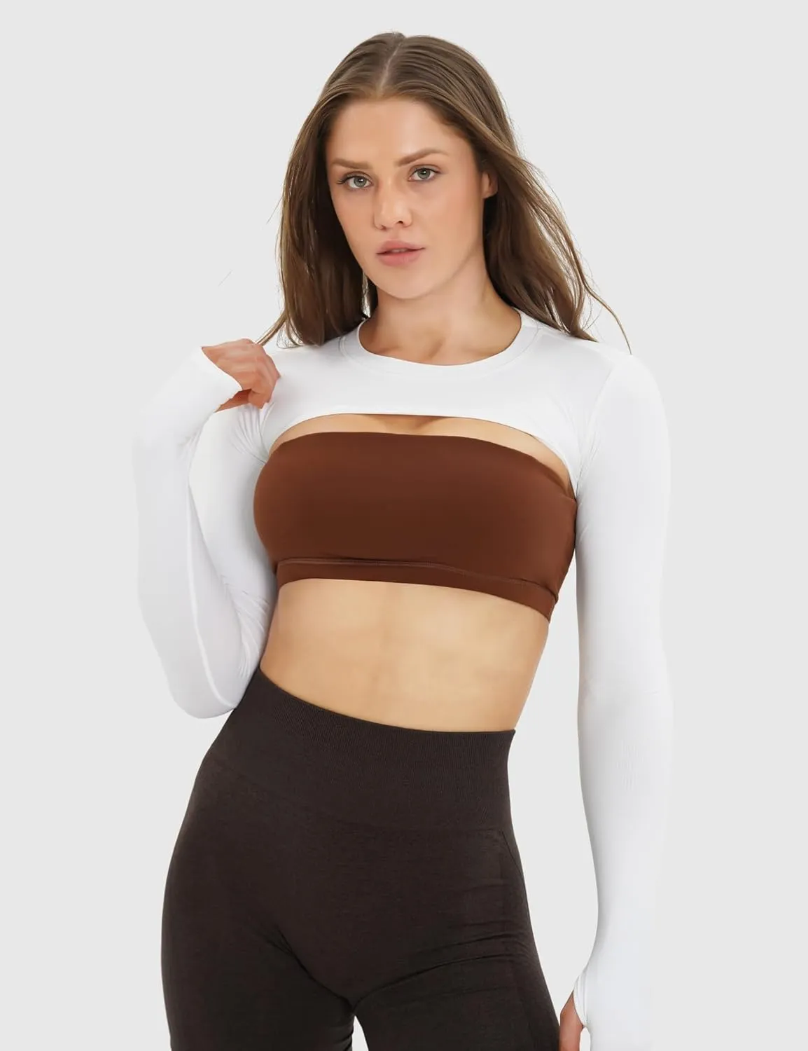 NVS Women Long Sleeve Bolero Open Front Workout Cropped Shirts Yoga Sports Shrug