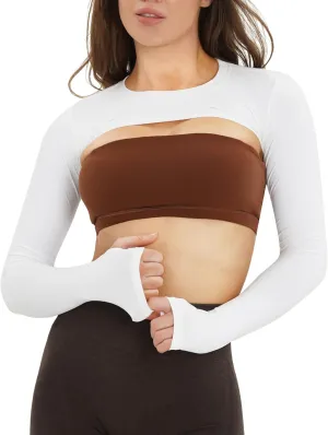 NVS Women Long Sleeve Bolero Open Front Workout Cropped Shirts Yoga Sports Shrug