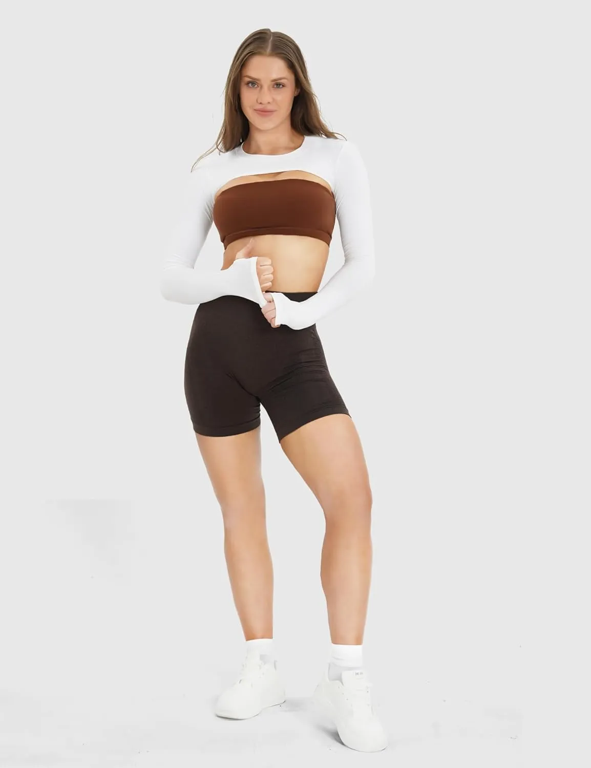 NVS Women Long Sleeve Bolero Open Front Workout Cropped Shirts Yoga Sports Shrug