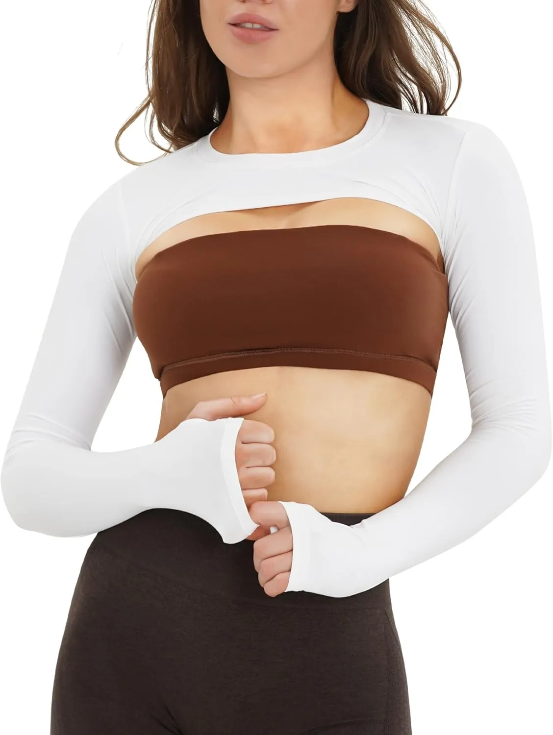 NVS Women Long Sleeve Bolero Open Front Workout Cropped Shirts Yoga Sports Shrug