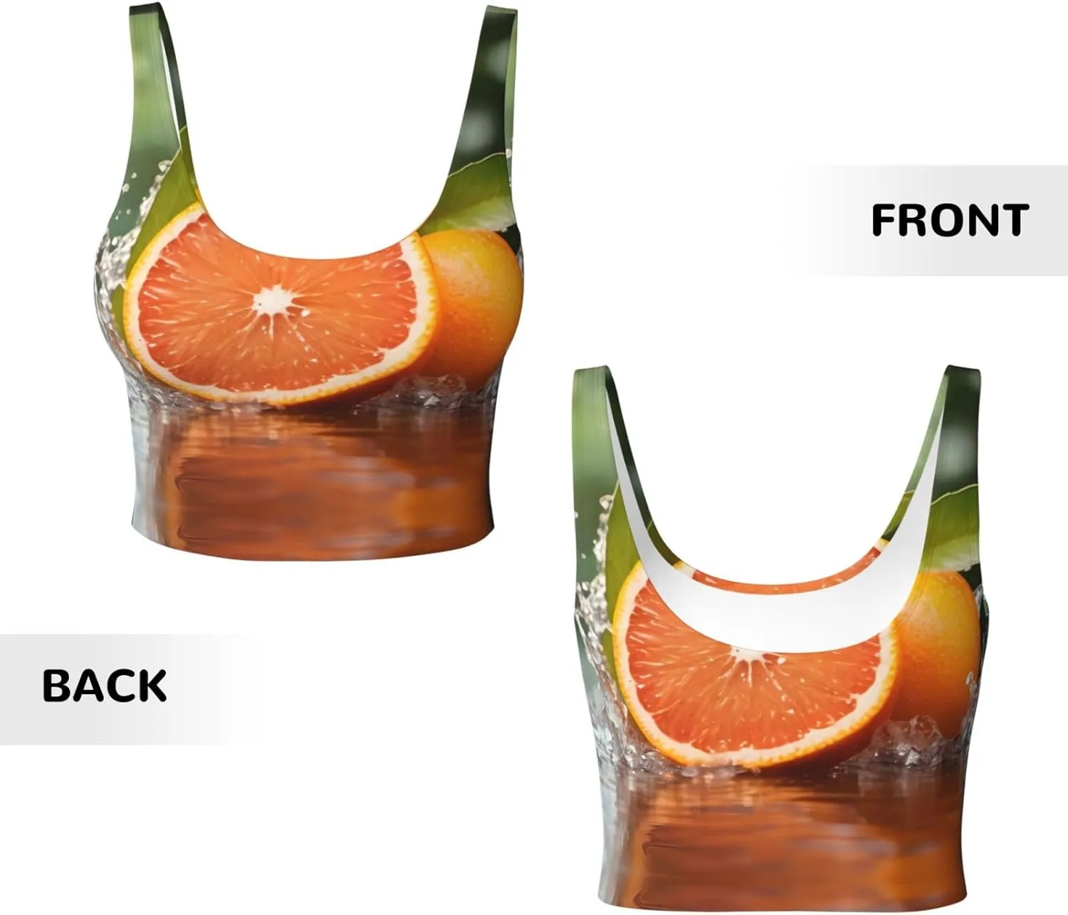 Orange Women's Sexy Sports Vest Sleeveless Athletic Gym T-Shirts Vest U-Shaped Back Quick Dry Top