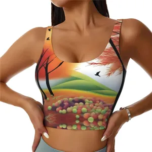 Orchard in Autumn Women's Sexy Sports Vest Sleeveless Athletic Gym T-Shirts Vest U-Shaped Back Quick Dry Top