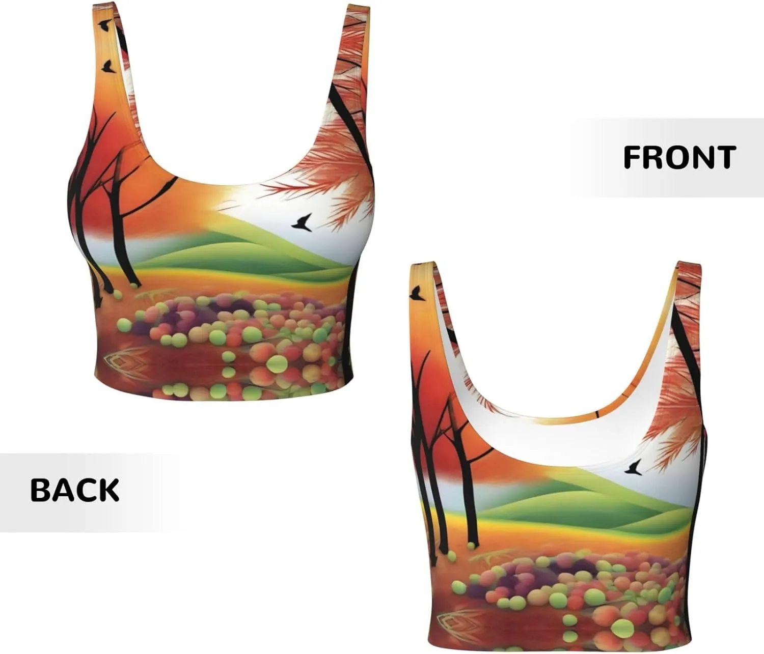 Orchard in Autumn Women's Sexy Sports Vest Sleeveless Athletic Gym T-Shirts Vest U-Shaped Back Quick Dry Top