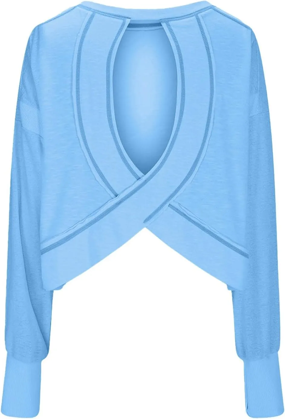 Oversized Open Back Sweatshirts for Womens Gym Backless Long Sleeve Crop Tops Workout Yoga Athletic Shirts Pullover