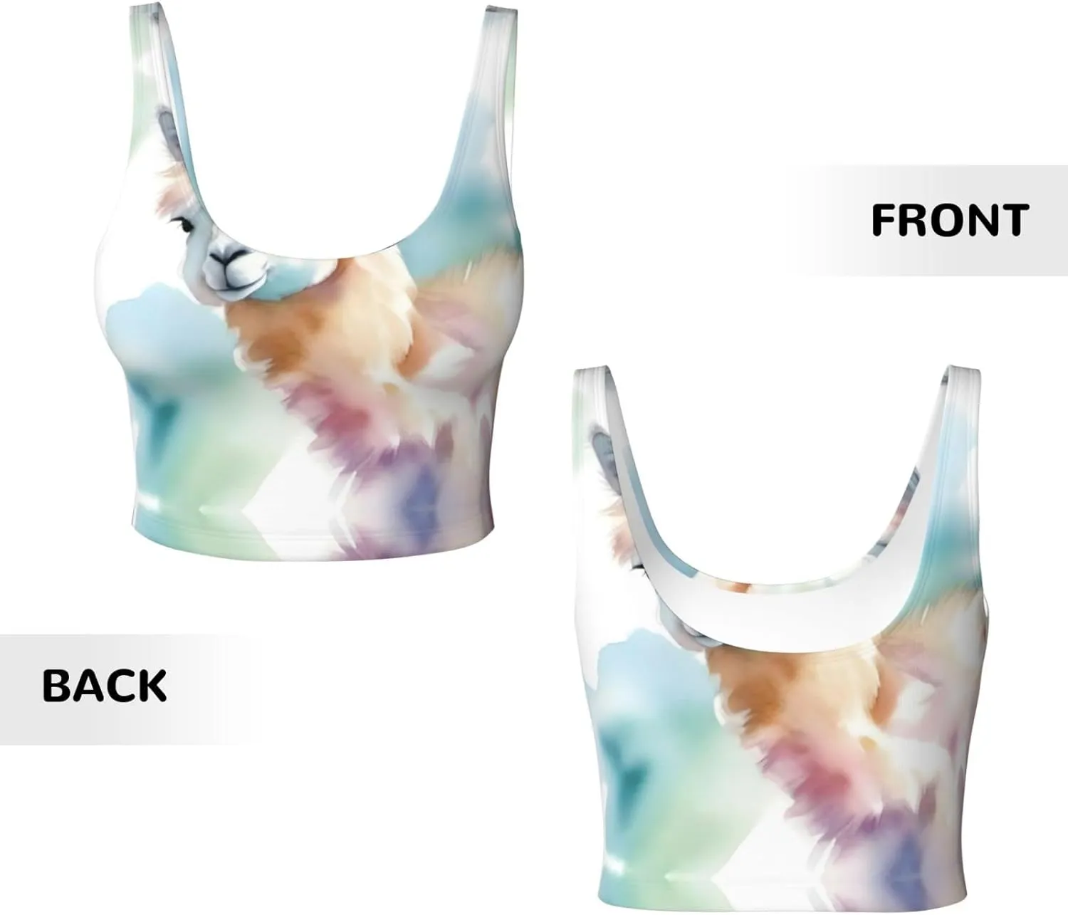 Pastel Watercolor Al Women's Sexy Sports Vest Sleeveless Athletic Gym T-Shirts Vest U-Shaped Back Quick Dry Top