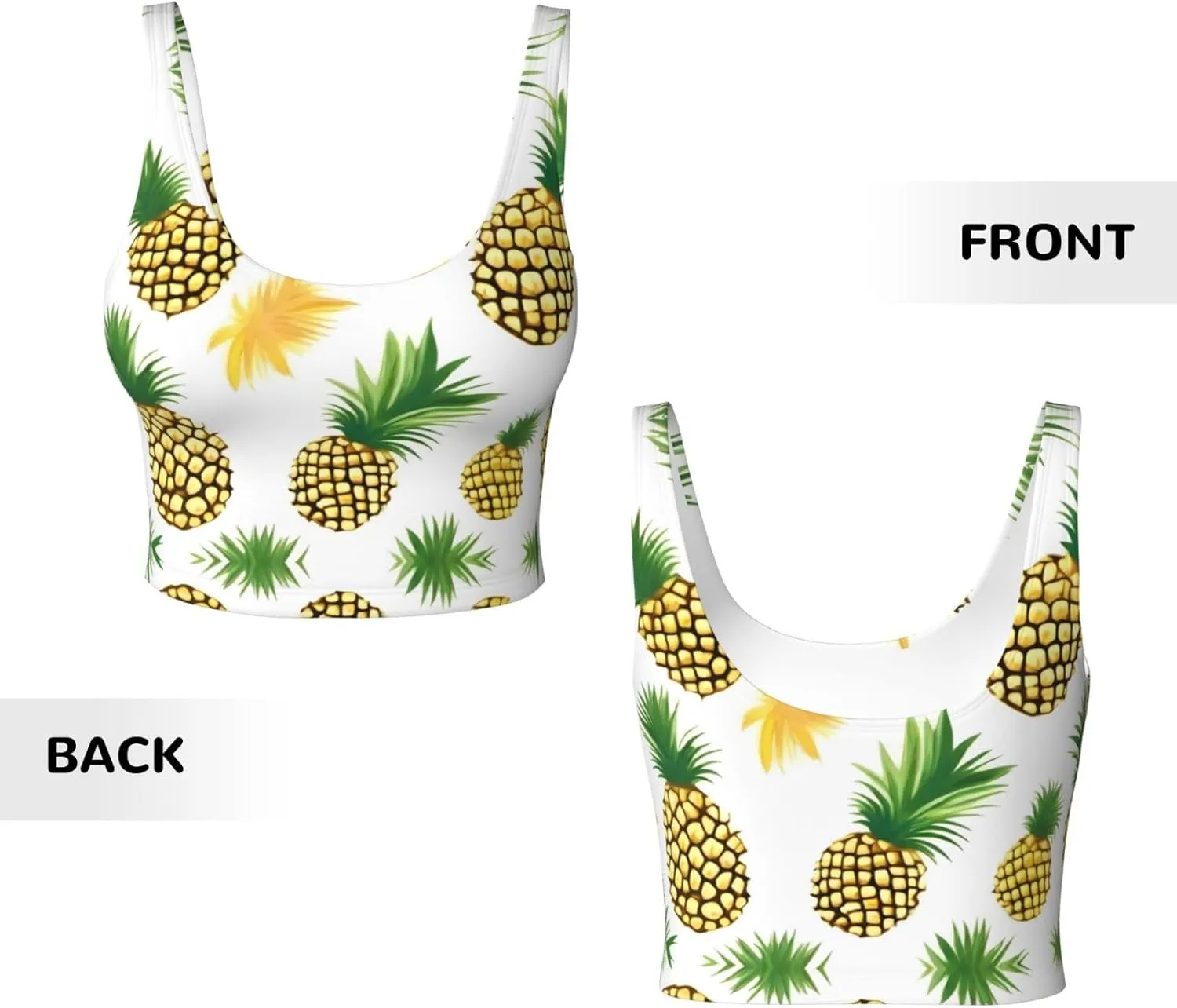 Pineapple Women's Sexy Sports Vest Sleeveless Athletic Gym T-Shirts Vest U-Shaped Back Quick Dry Top