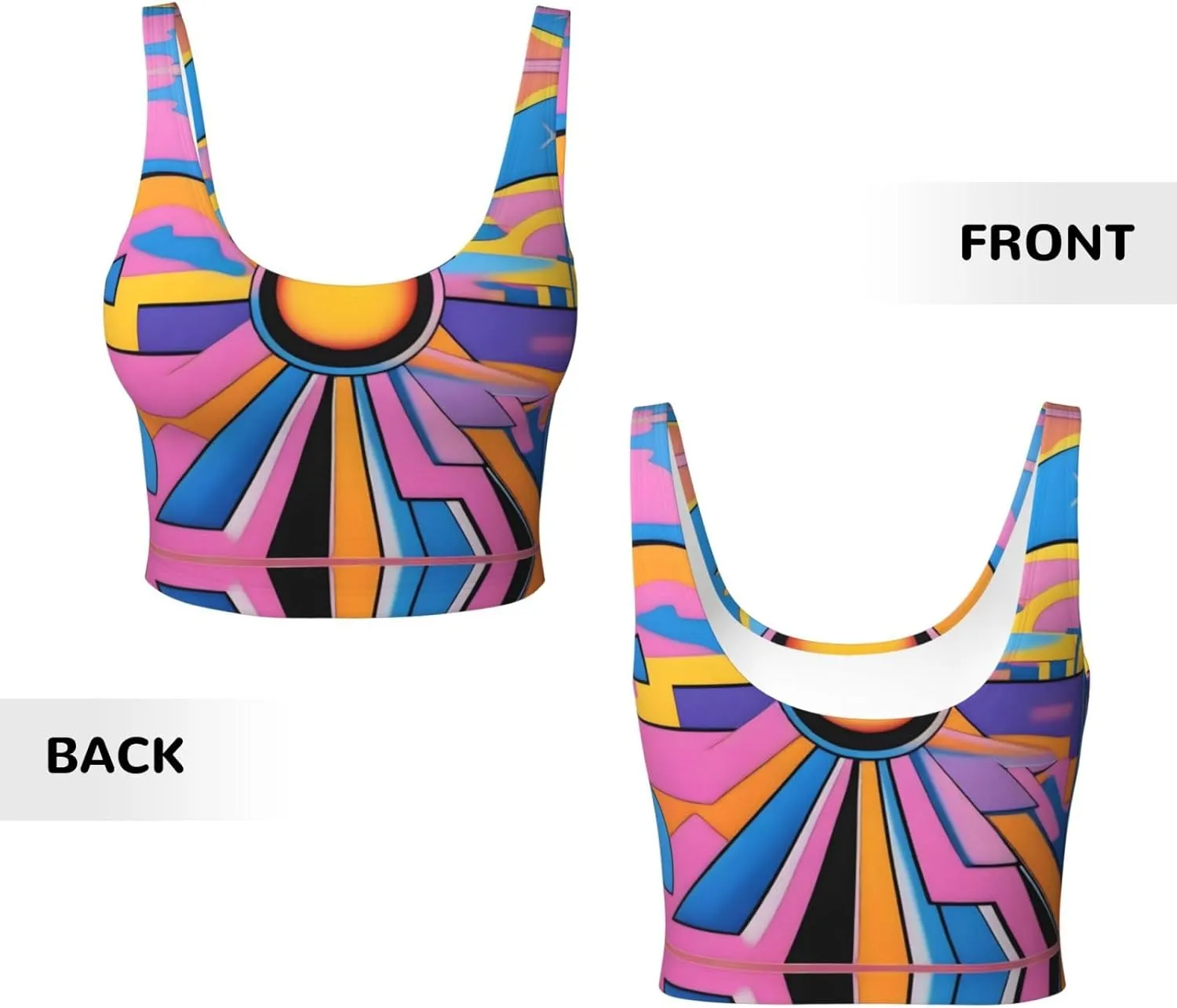 Pink Painting Women's Sexy Sports Vest Sleeveless Athletic Gym T-Shirts Vest U-Shaped Back Quick Dry Top