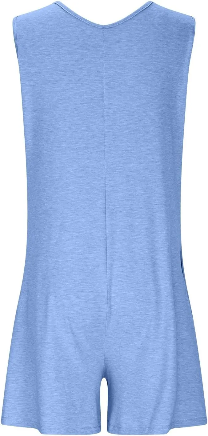 Plus Size Jumpsuits For Women Summer Cute Sleeveless Baggy Wide Leg Romper Comfy Scoop Neck Beach Jumpers 2025 Trendy Outfits