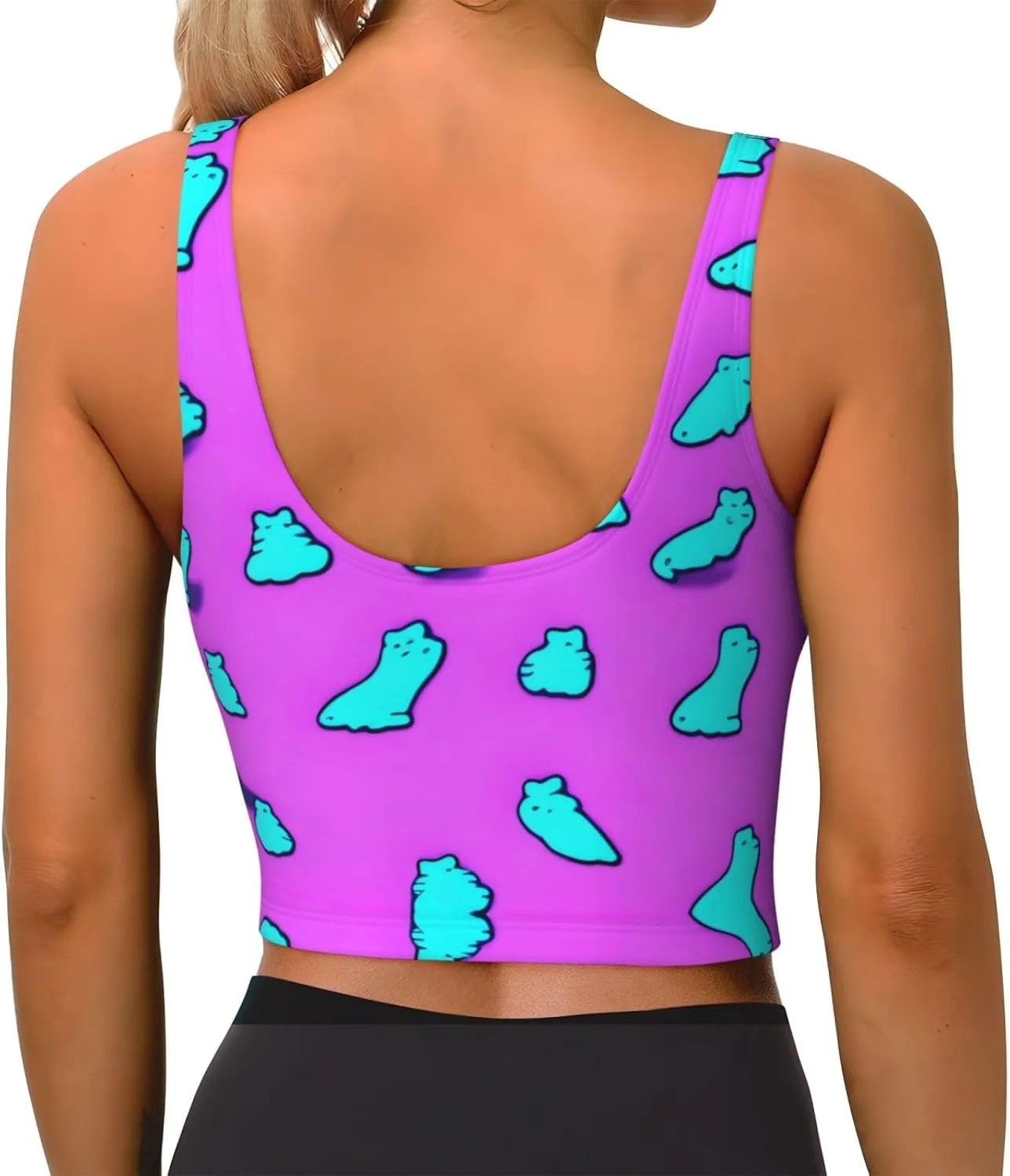 Puppy Footprints Women's Sexy Sports Vest Sleeveless Athletic Gym T-Shirts Vest U-Shaped Back Quick Dry Top