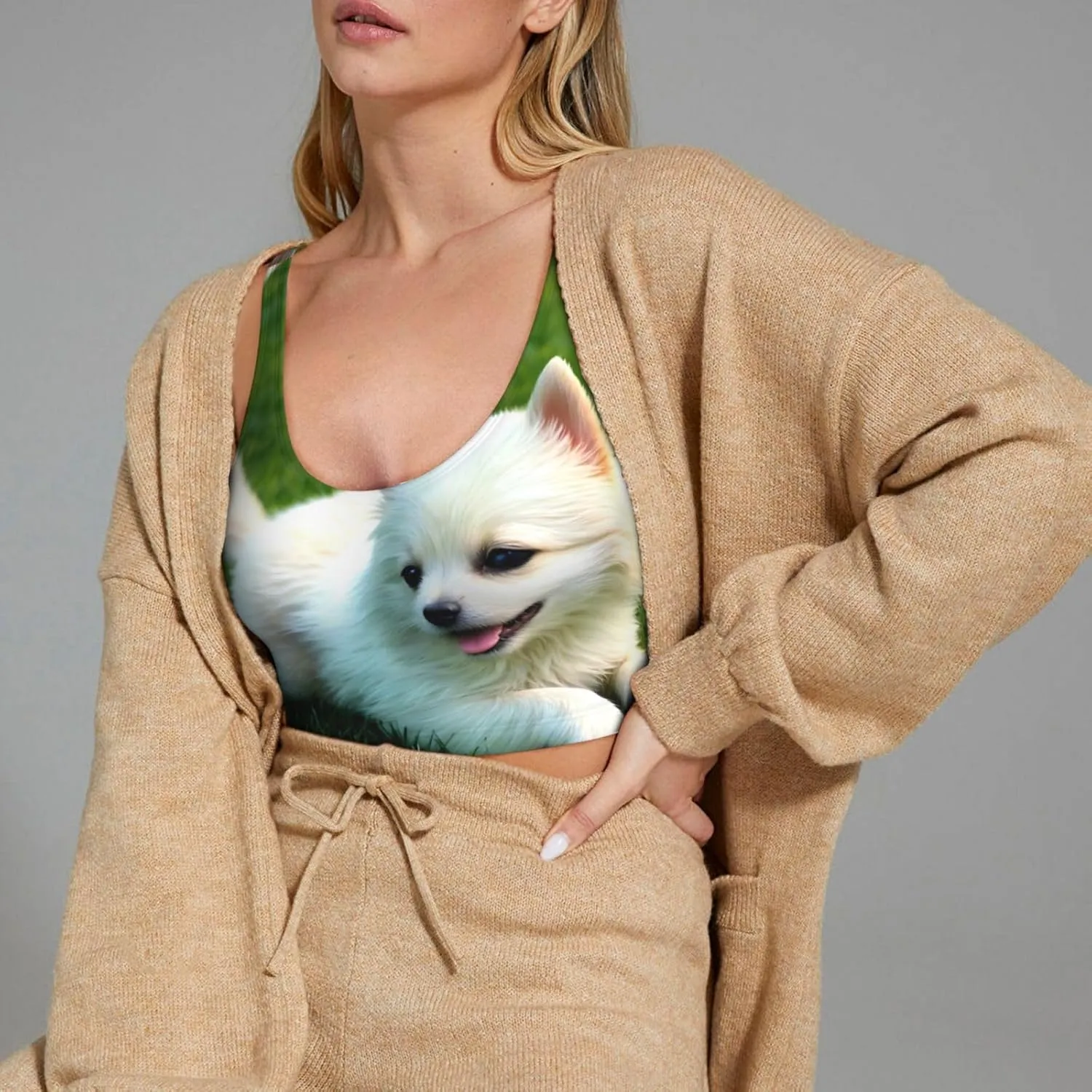 Puppy in The Grass Women's Sexy Sports Vest Sleeveless Athletic Gym T-Shirts Vest U-Shaped Back Quick Dry Top
