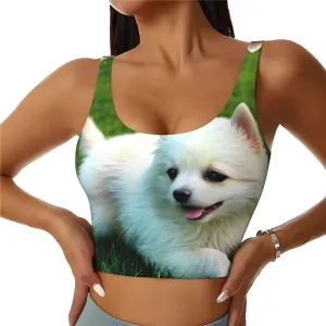 Puppy in The Grass Women's Sexy Sports Vest Sleeveless Athletic Gym T-Shirts Vest U-Shaped Back Quick Dry Top