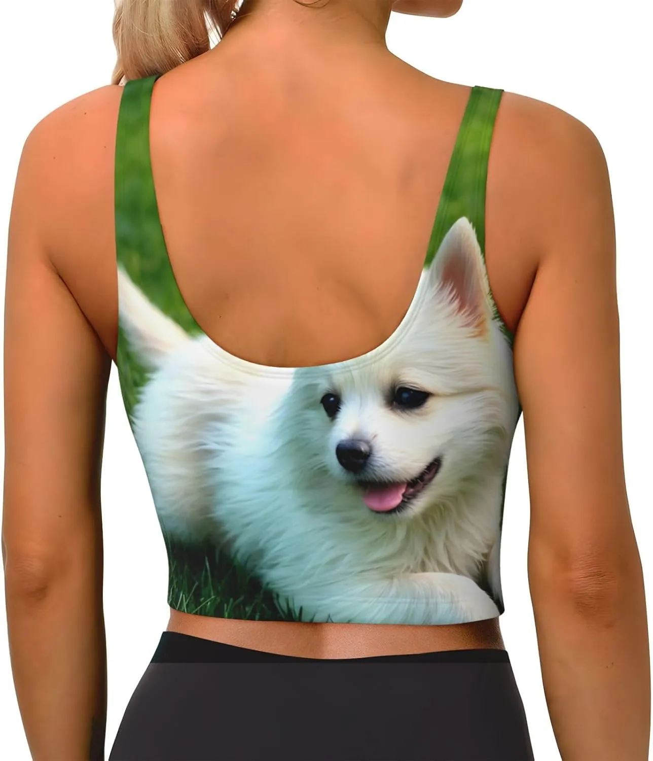 Puppy in The Grass Women's Sexy Sports Vest Sleeveless Athletic Gym T-Shirts Vest U-Shaped Back Quick Dry Top