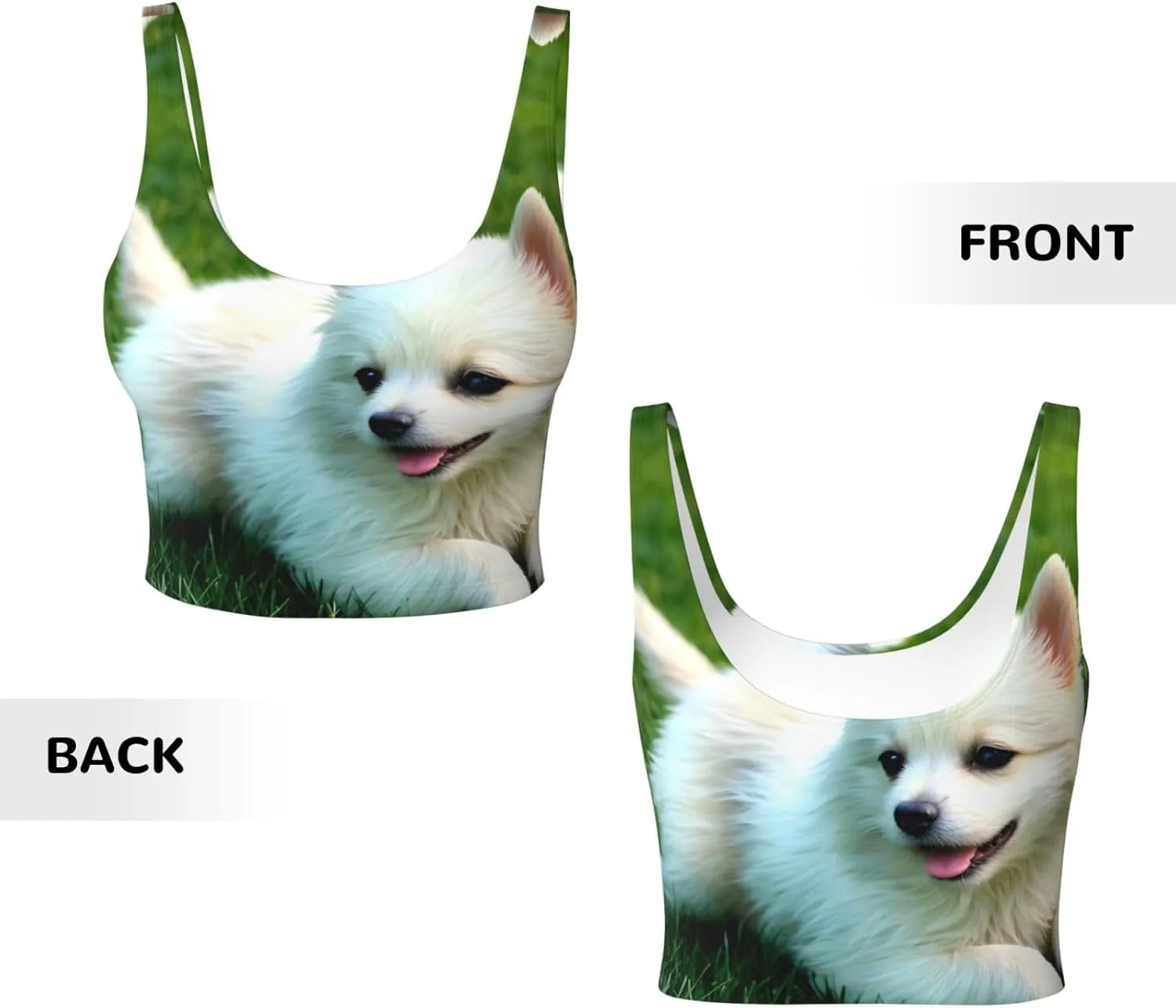Puppy in The Grass Women's Sexy Sports Vest Sleeveless Athletic Gym T-Shirts Vest U-Shaped Back Quick Dry Top