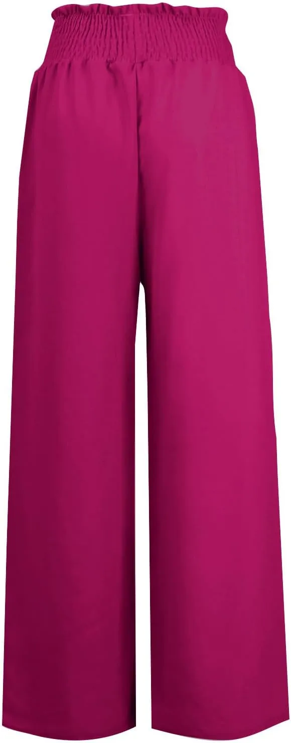 Qeaghou Womens Wide Leg Pants Dressy Casual Palazzo Pants Summer High Waisted Comfy Flowy Pants Trouser Style Lounge Pants