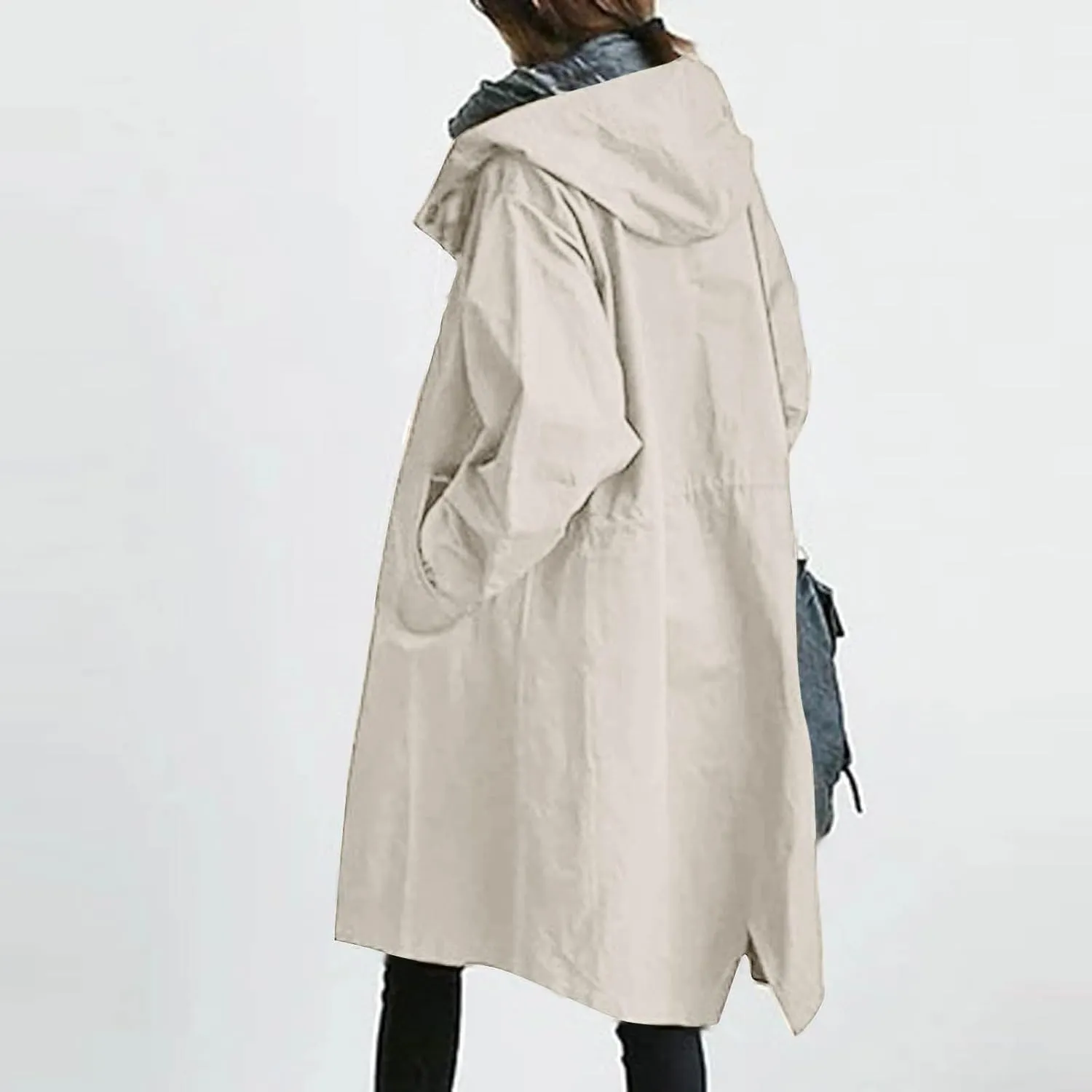 Rain Jacket for Women 2024 Windbeaker Waterproof Poncho Lightweight Long Hooded Coat Fashion Travel