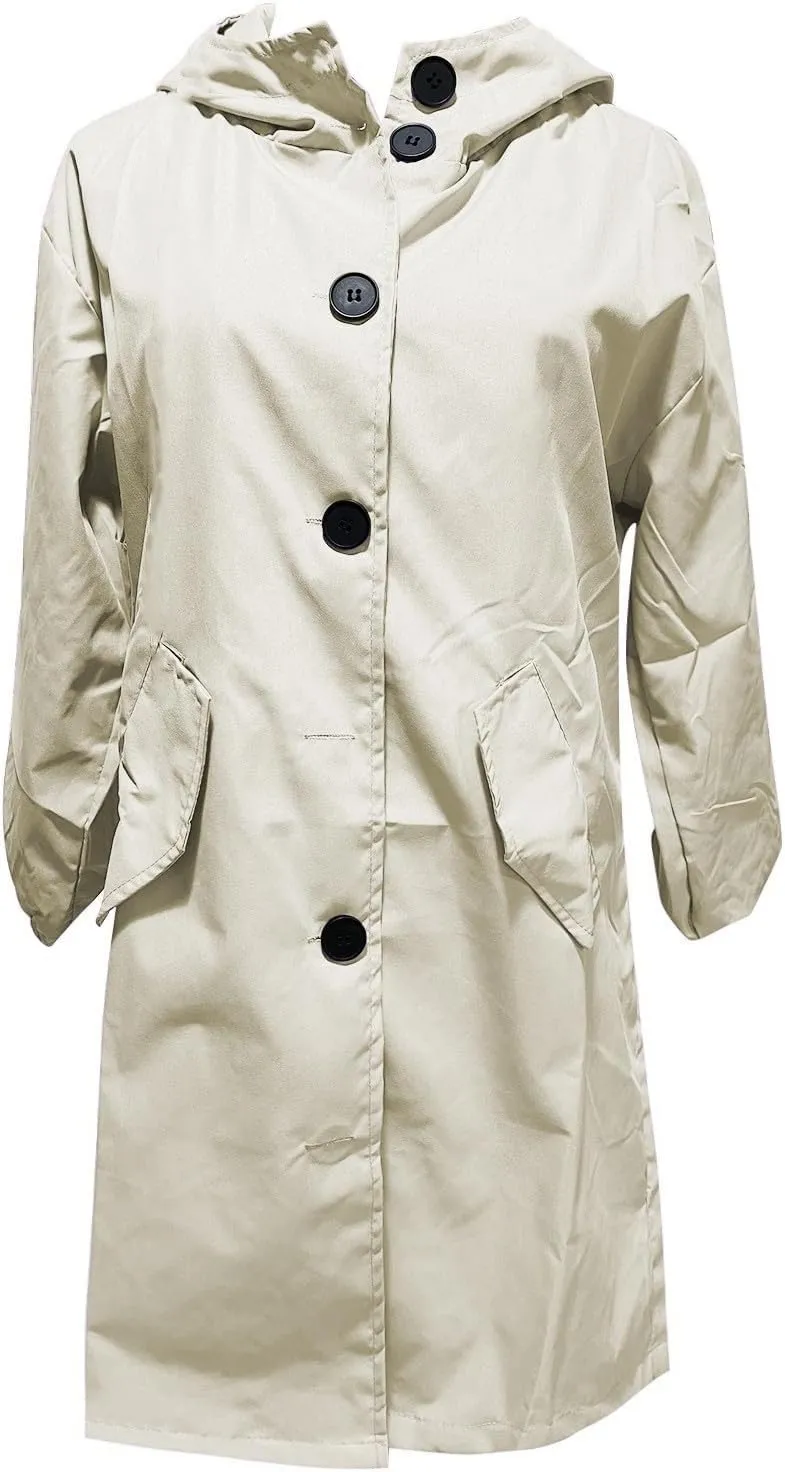 Rain Jacket for Women 2024 Windbeaker Waterproof Poncho Lightweight Long Hooded Coat Fashion Travel
