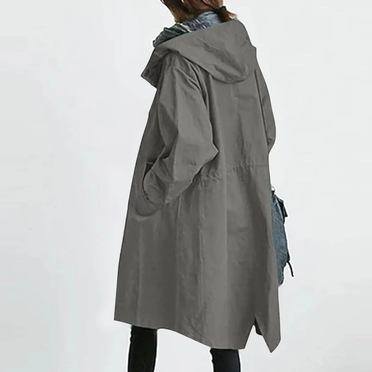 Rain Jacket for Women 2024 Windbeaker Waterproof Poncho Lightweight Long Hooded Coat Fashion Travel