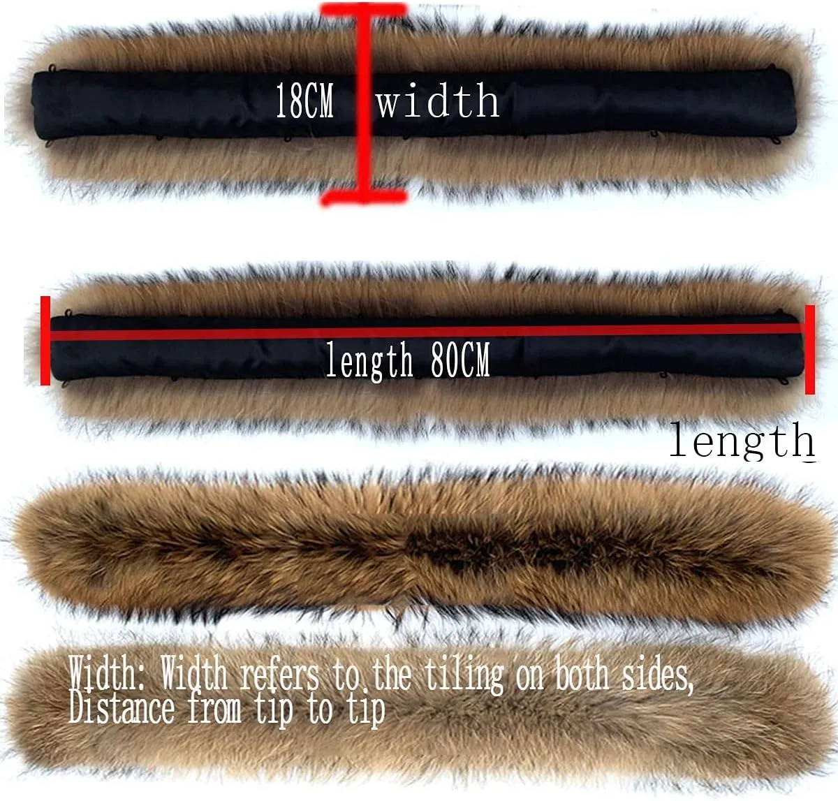 Real Pelts Collar Neck Warmer Scarf Raccoon Hair Collars Neck Wraps Hood Unisex
