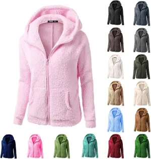 Sherpa Jacket Women 2024 Plus Size Fuzzy Fleece Fall Winter Coats Comfy Warm Zip Up Hoodies Cute Outwear with Pockets