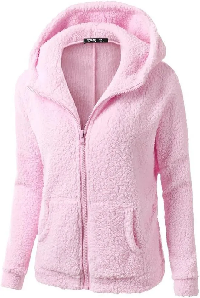 Sherpa Jacket Women 2024 Plus Size Fuzzy Fleece Fall Winter Coats Comfy Warm Zip Up Hoodies Cute Outwear with Pockets