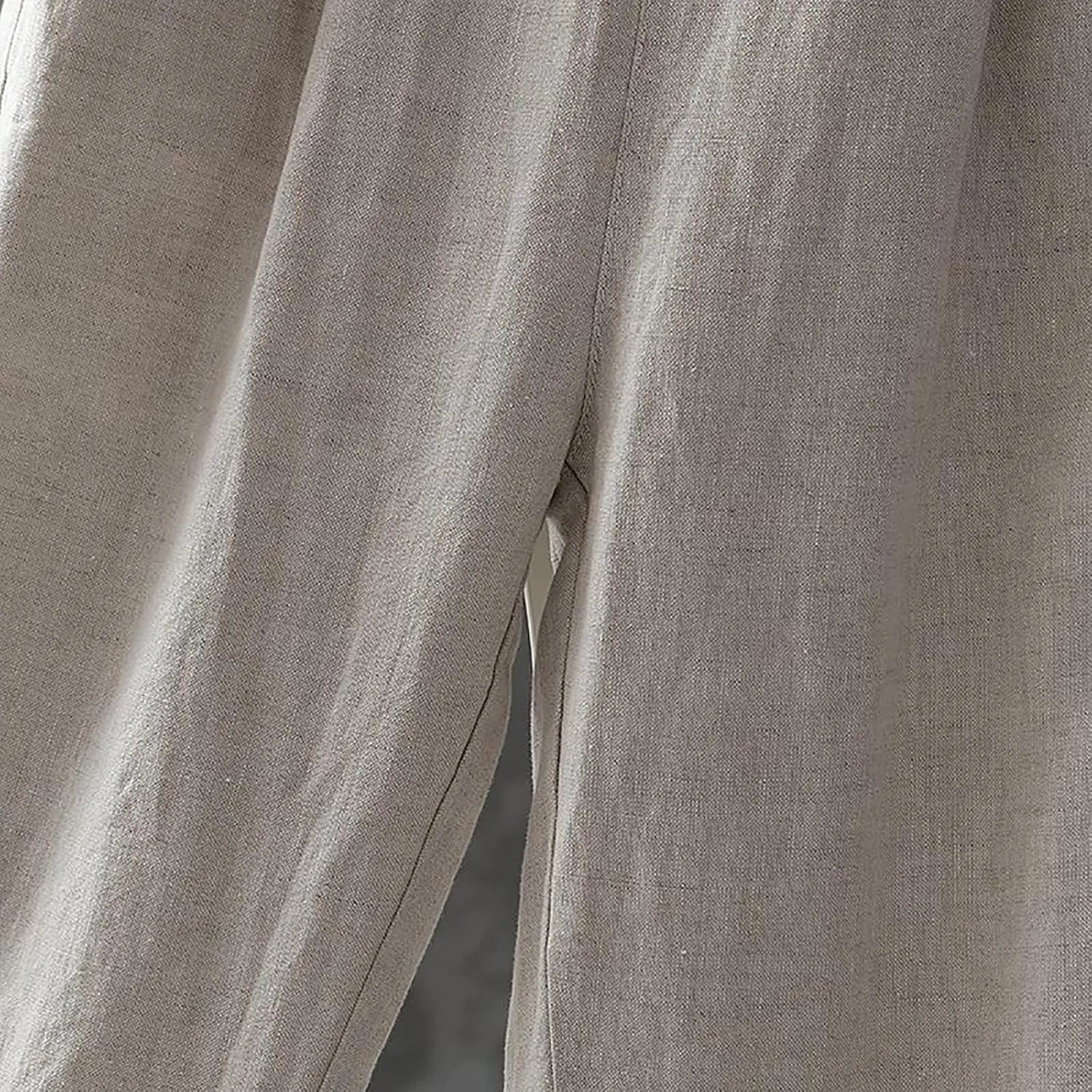 Solid Color Linen Pants Woman Casual Loung Pants Summer Loose Fitting Pants High Waisted Wide Leg Pants Sweatpants