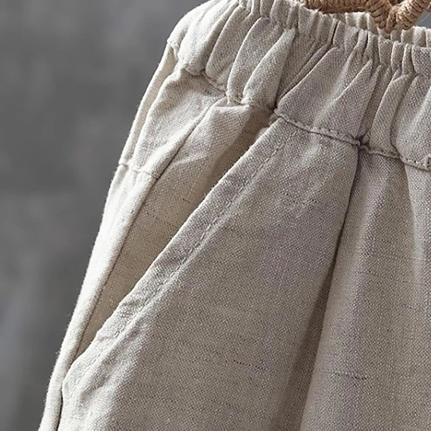 Solid Color Linen Pants Woman Casual Loung Pants Summer Loose Fitting Pants High Waisted Wide Leg Pants Sweatpants