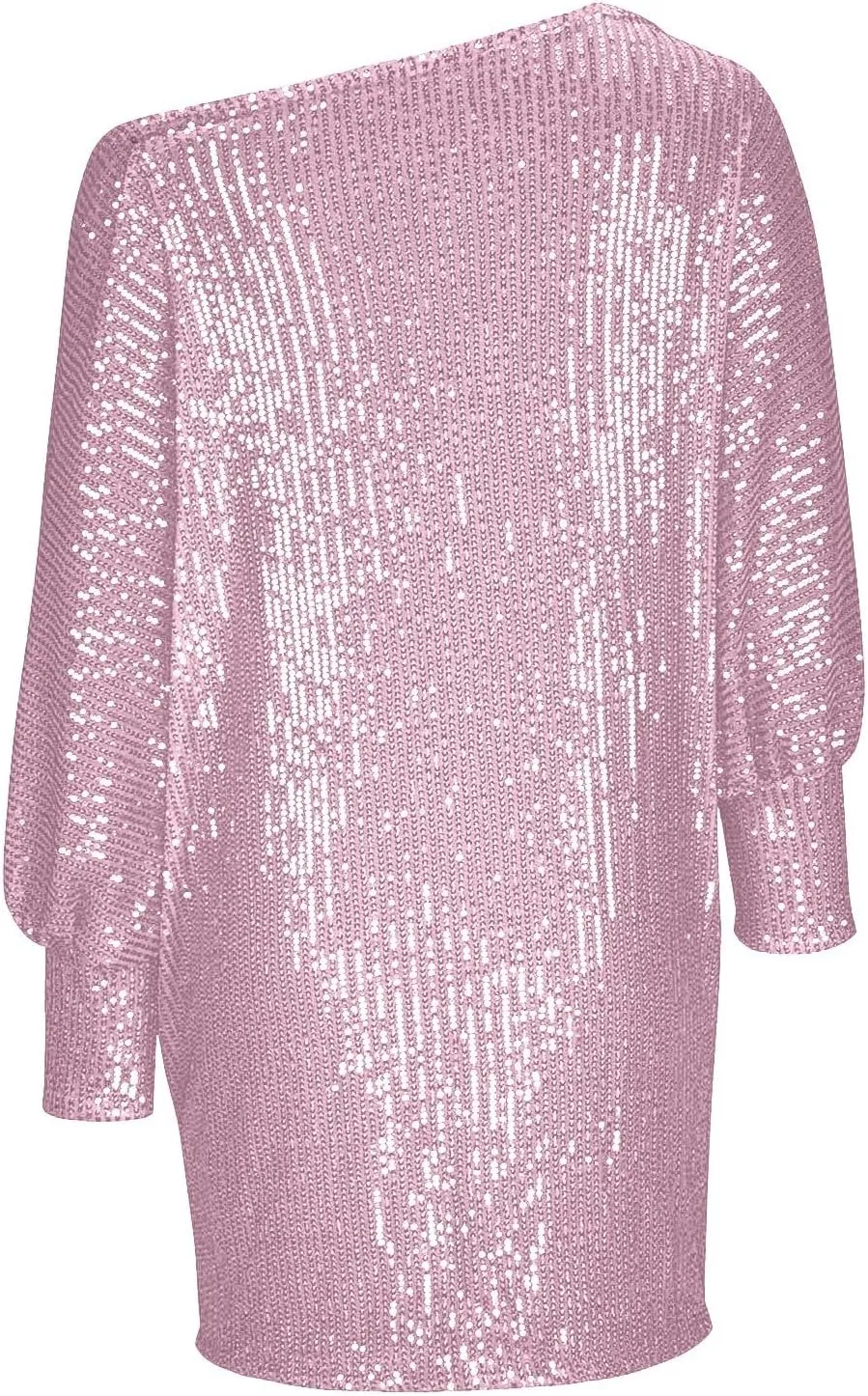 Sparkly Dresses for Women Women's Fashion Dresses Slant Shoulder Long Sleeve Dresses Solid Color Sexy Dresses