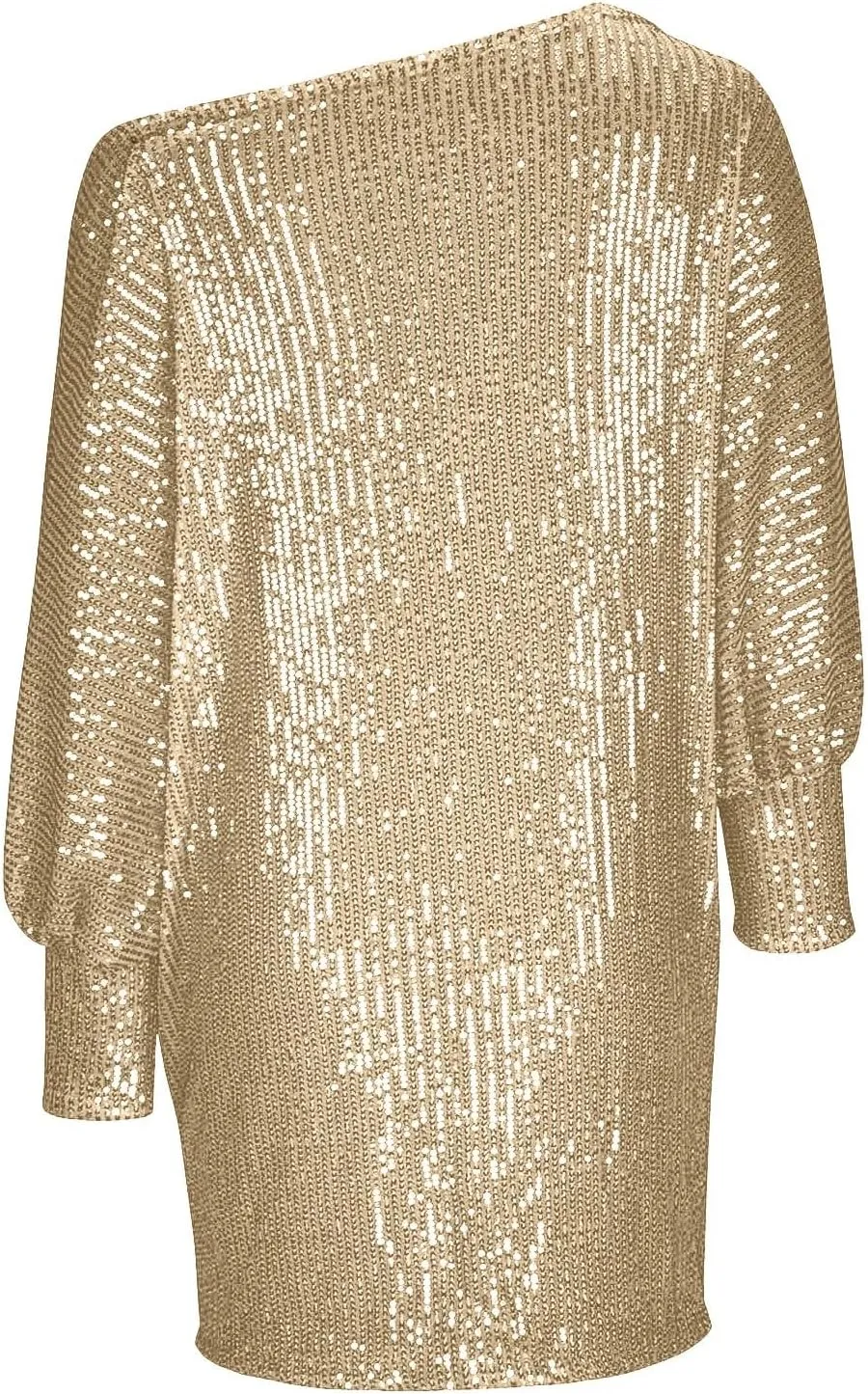Sparkly Dresses for Women Women's Fashion Dresses Slant Shoulder Long Sleeve Dresses Solid Color Sexy Dresses