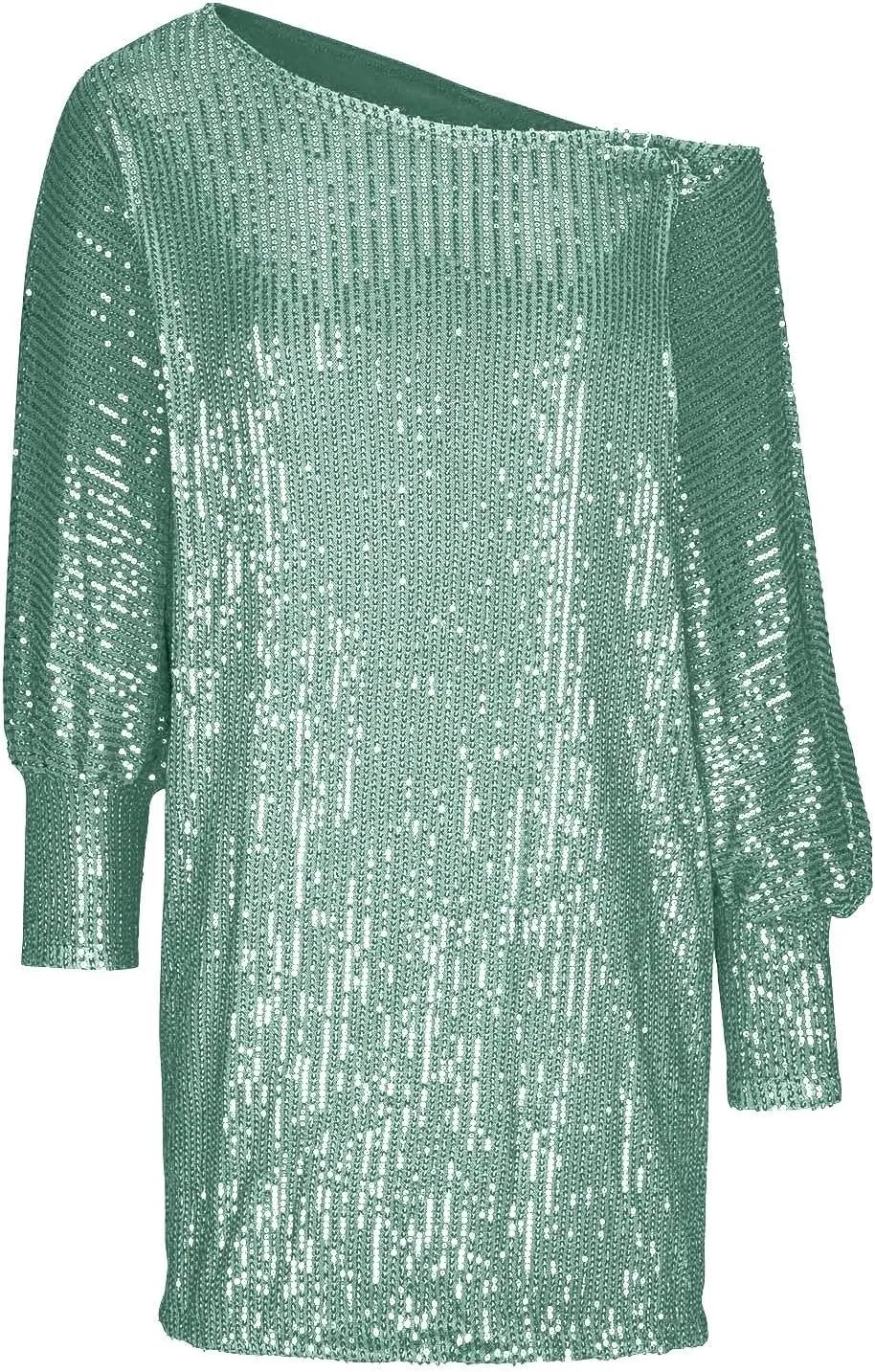 Sparkly Dresses for Women Women's Fashion Dresses Slant Shoulder Long Sleeve Dresses Solid Color Sexy Dresses