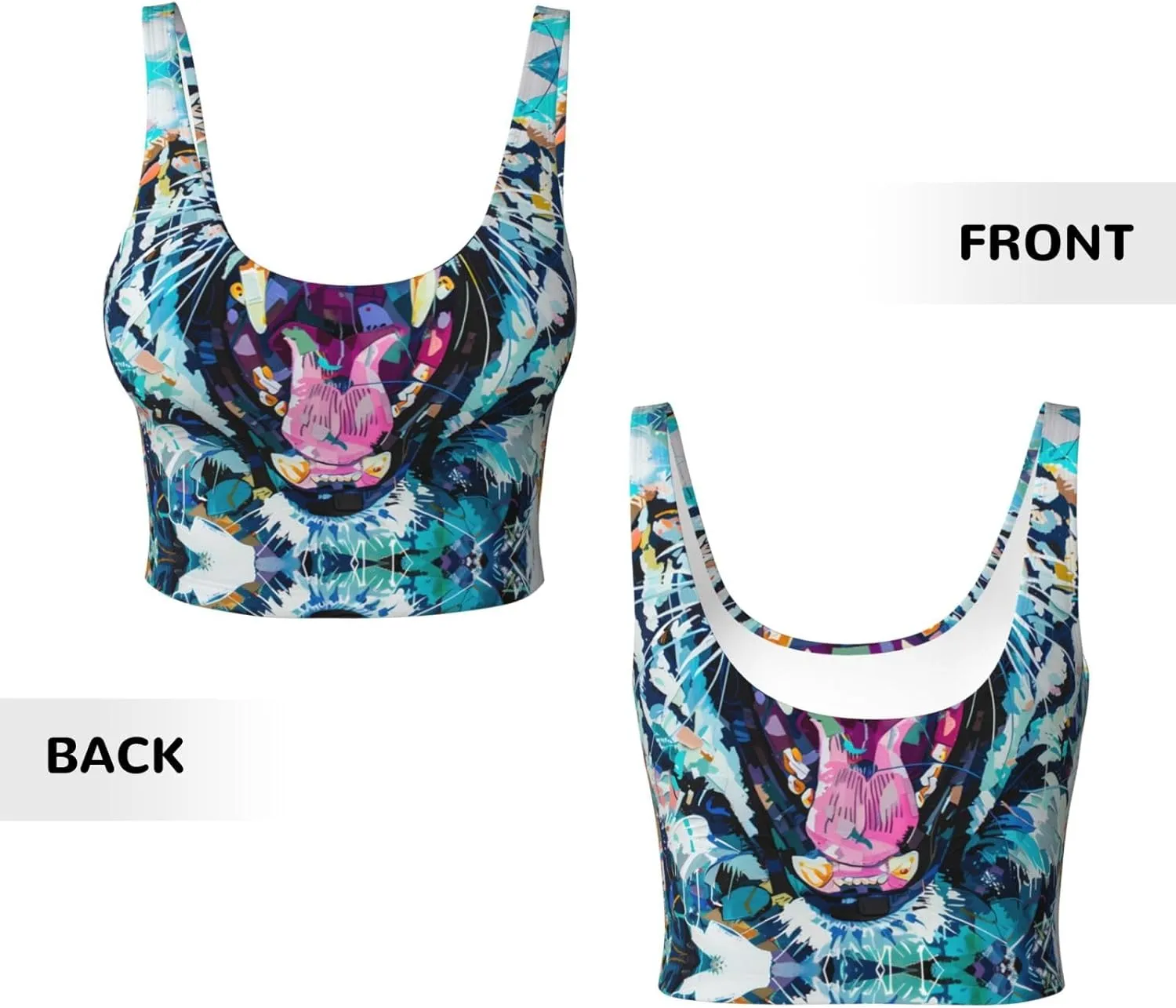 Stomping Tiger Head Women's Sexy Sports Vest Sleeveless Athletic Gym T-Shirts Vest U-Shaped Back Quick Dry Top