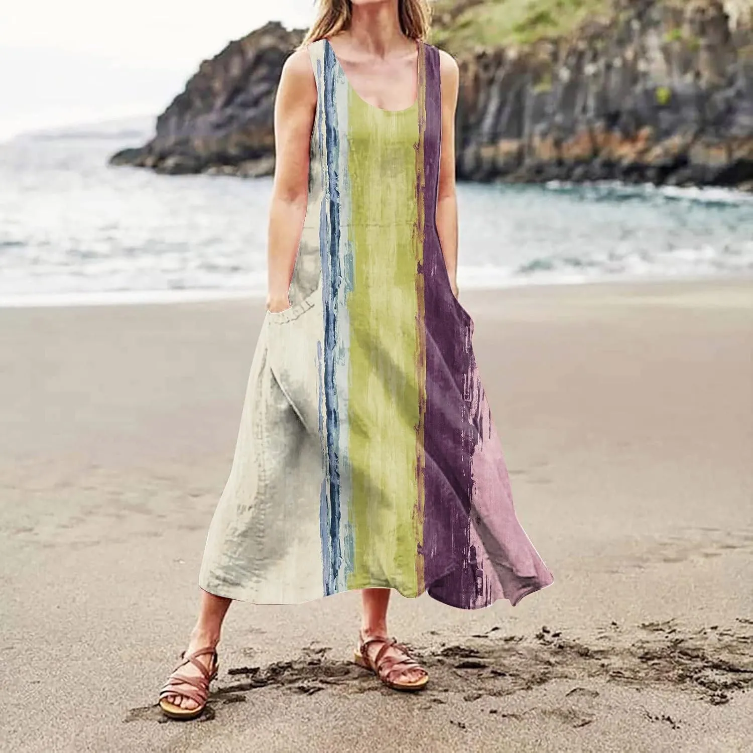 Summer Dresses for Women 2024 Sleeveless Dress Sun Dresses Women Petite Sundresses for Women Midi Dresses for Women