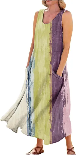 Summer Dresses for Women 2024 Sleeveless Dress Sun Dresses Women Petite Sundresses for Women Midi Dresses for Women