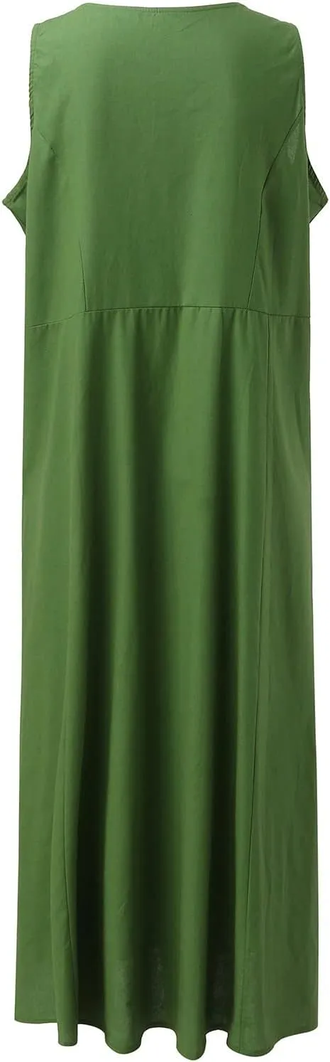 Summer Dresses for Women 2025 Casual Tank Dress Midi Sundress Sleeveless Party Beach Maxi Long Dress with Pockets