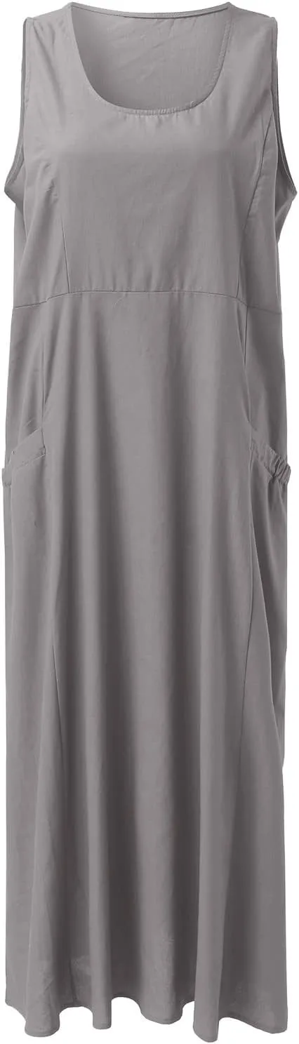 Summer Dresses for Women 2025 Casual Tank Dress Midi Sundress Sleeveless Party Beach Maxi Long Dress with Pockets