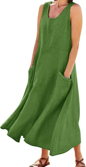 Summer Dresses for Women 2025 Casual Tank Dress Midi Sundress Sleeveless Party Beach Maxi Long Dress with Pockets