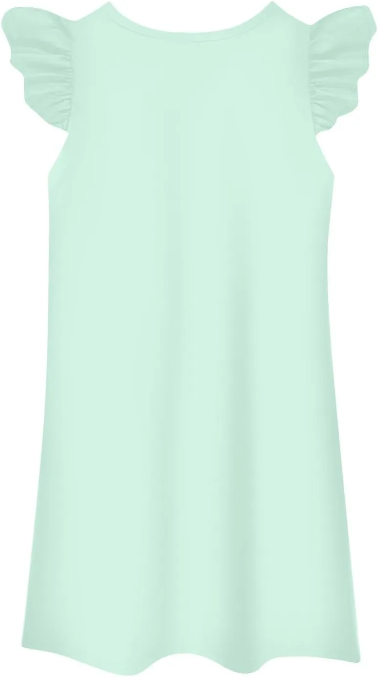 Summer Dresses for Women 2025 Solid Color Round Neck Dresses Tank Dresses Fly Sleeve Dresses Boho Dresses
