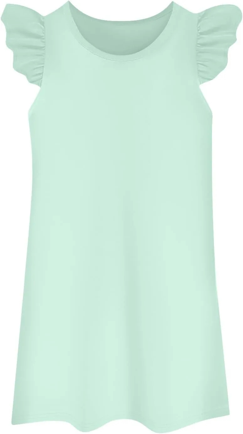 Summer Dresses for Women 2025 Solid Color Round Neck Dresses Tank Dresses Fly Sleeve Dresses Boho Dresses