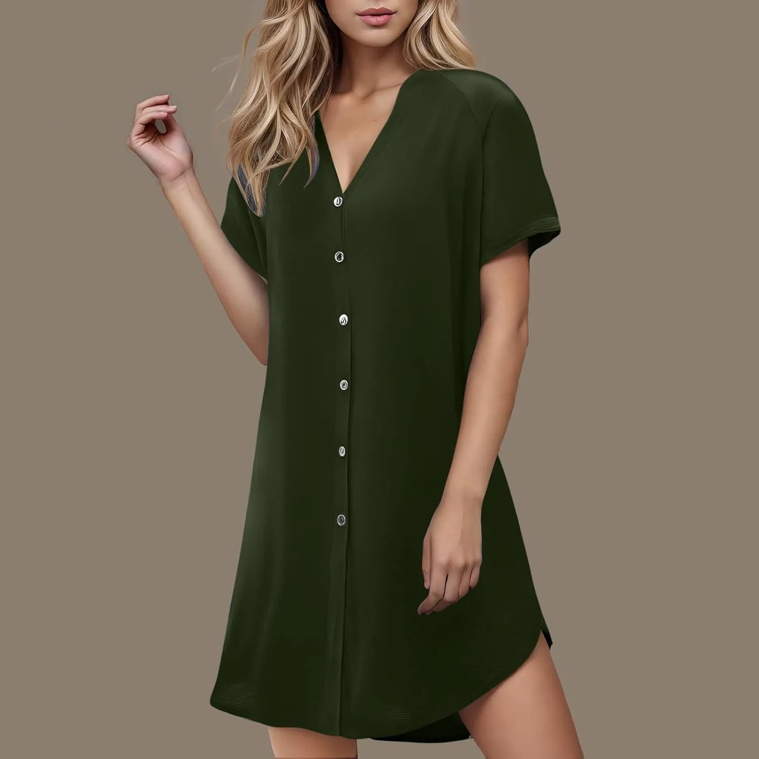 Summer Dresses for Women 2025,Button Down Shift Dresses Beach Vacation Fashion Sun Dresses Short Sleeve midi Dresses