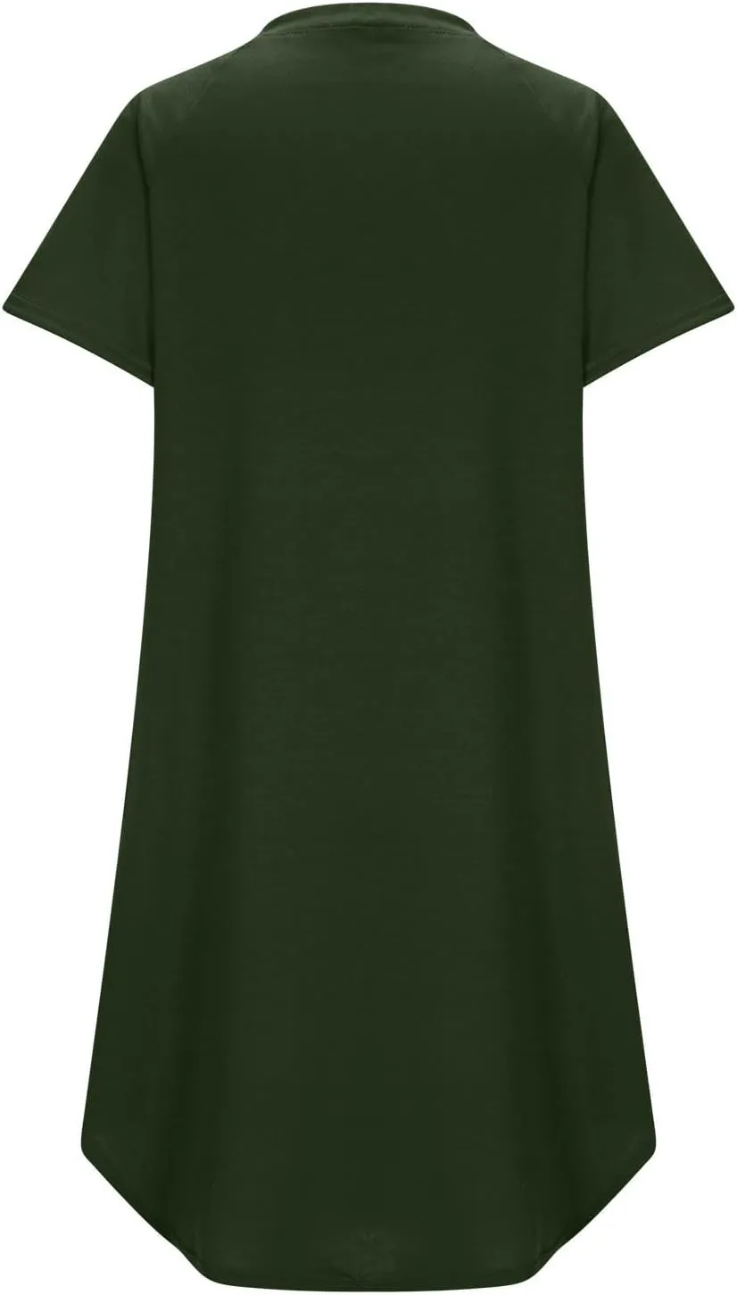 Summer Dresses for Women 2025,Button Down Shift Dresses Beach Vacation Fashion Sun Dresses Short Sleeve midi Dresses
