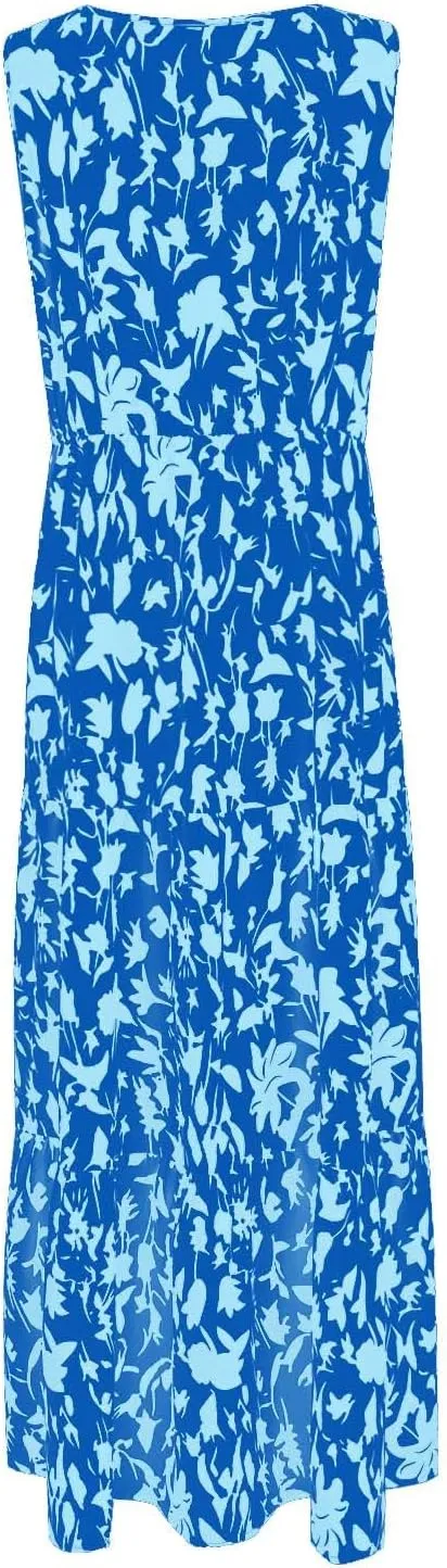 Summer Dresses Long Dresses Sleeveless Boho Dress Floral Dress Work Sun Dresses V Neck Maxi Dress Beach Vacation