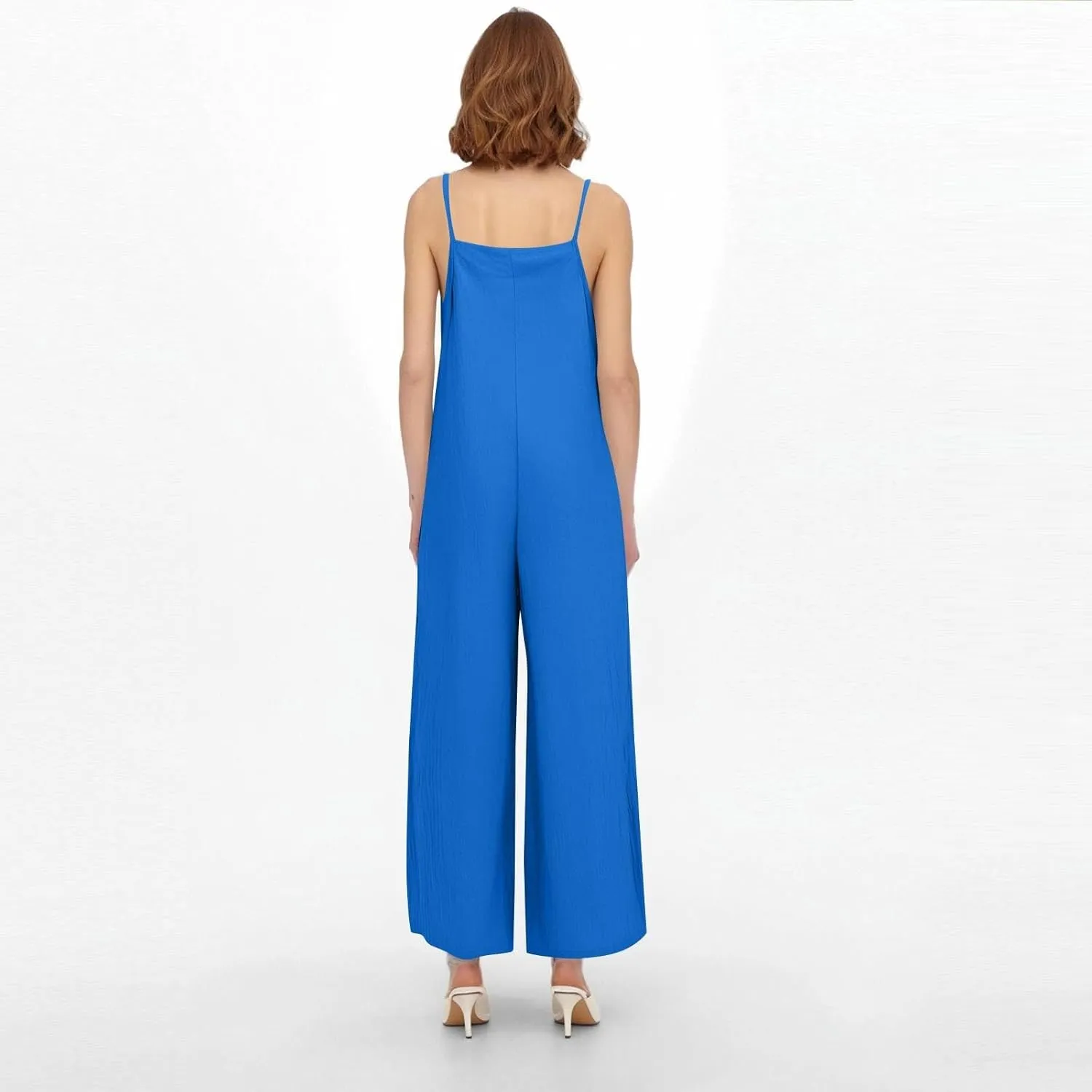 Summer Jumpsuits for Women 2025 Linen Maternity Jumpsuit Sleeveless Spaghetti Straps Wide Leg Jumpsuits with Pockets