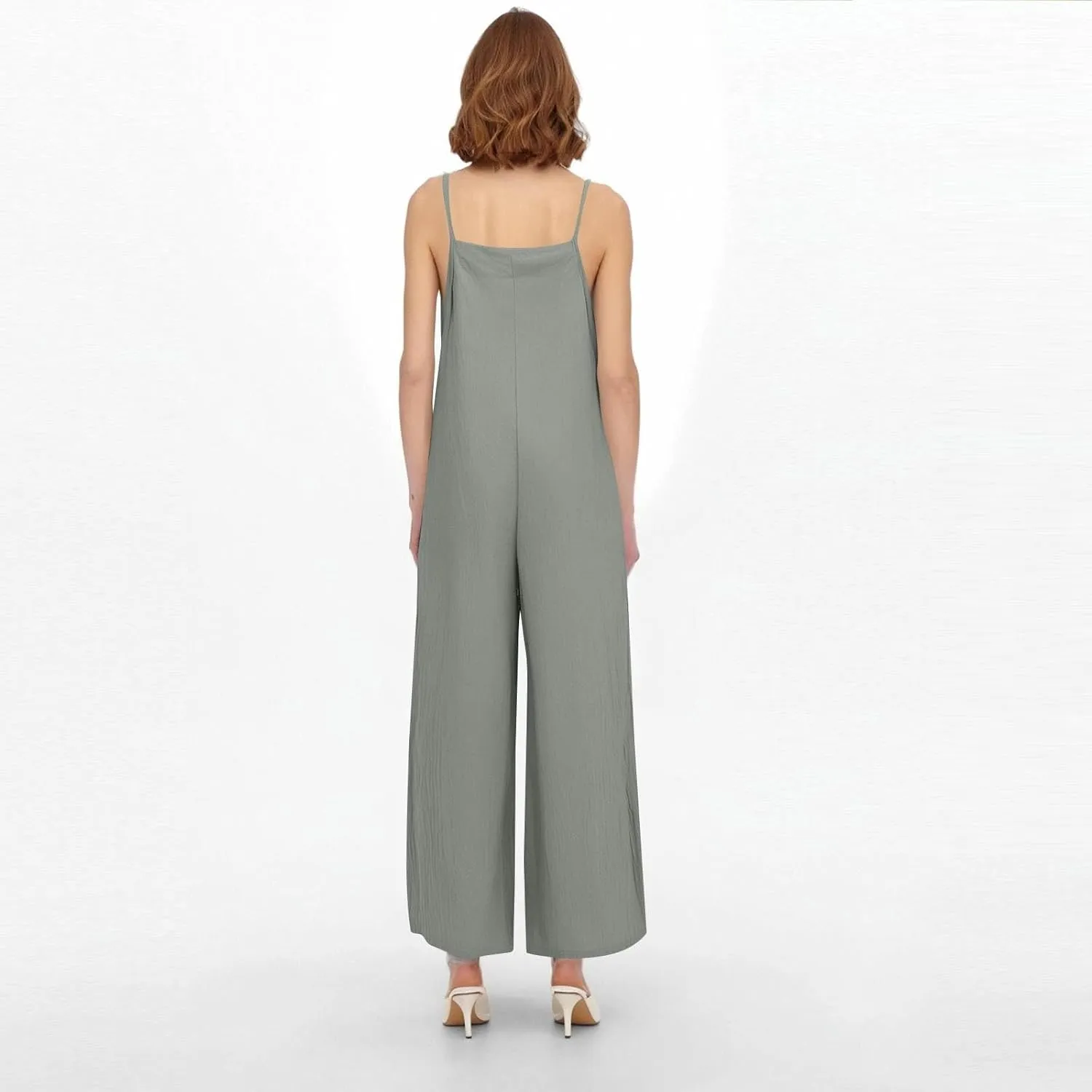 Summer Jumpsuits for Women 2025 Linen Maternity Jumpsuit Sleeveless Spaghetti Straps Wide Leg Jumpsuits with Pockets